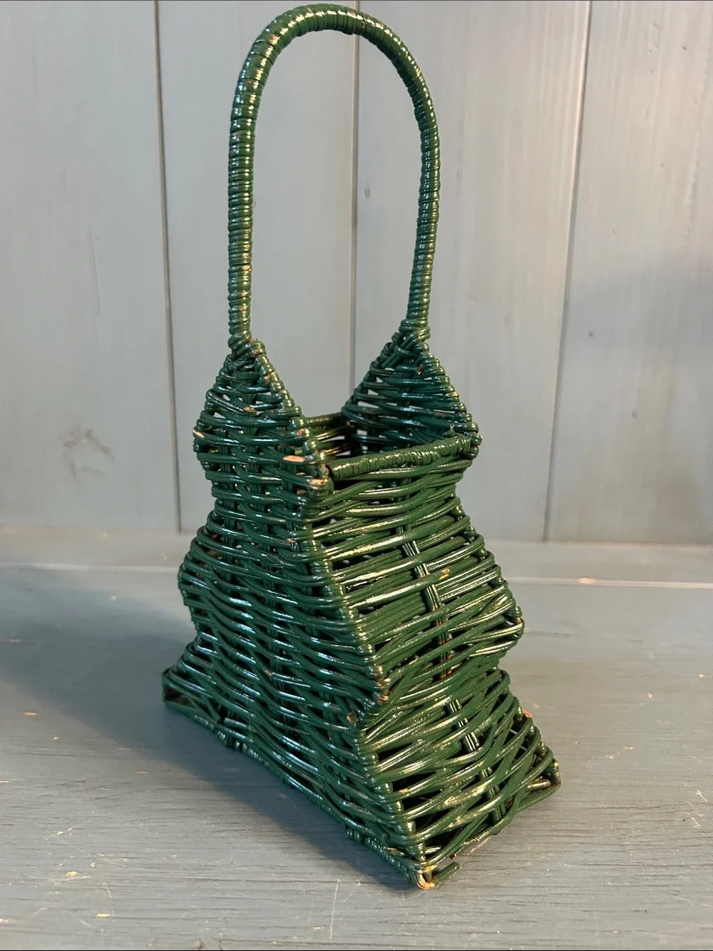 Dark Green Woven Wicker Tree Basket - Christmas Decor